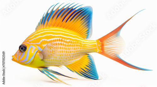 Full side view of tropical fish isolated on white