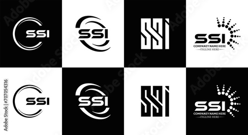 SSI logo. S S I design. White SSI letter. SSI, S S I letter logo design. Initial letter SSI letter logo set, linked circle uppercase monogram logo. S S I letter logo vector design.   © MdRakibul