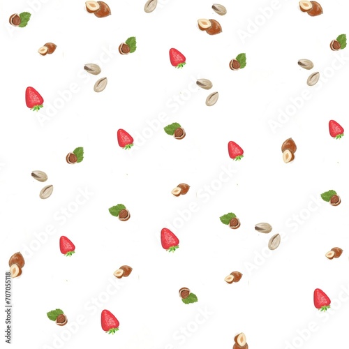  strawberry berries, print, nuts, hazelnut, pistachio, food, natural