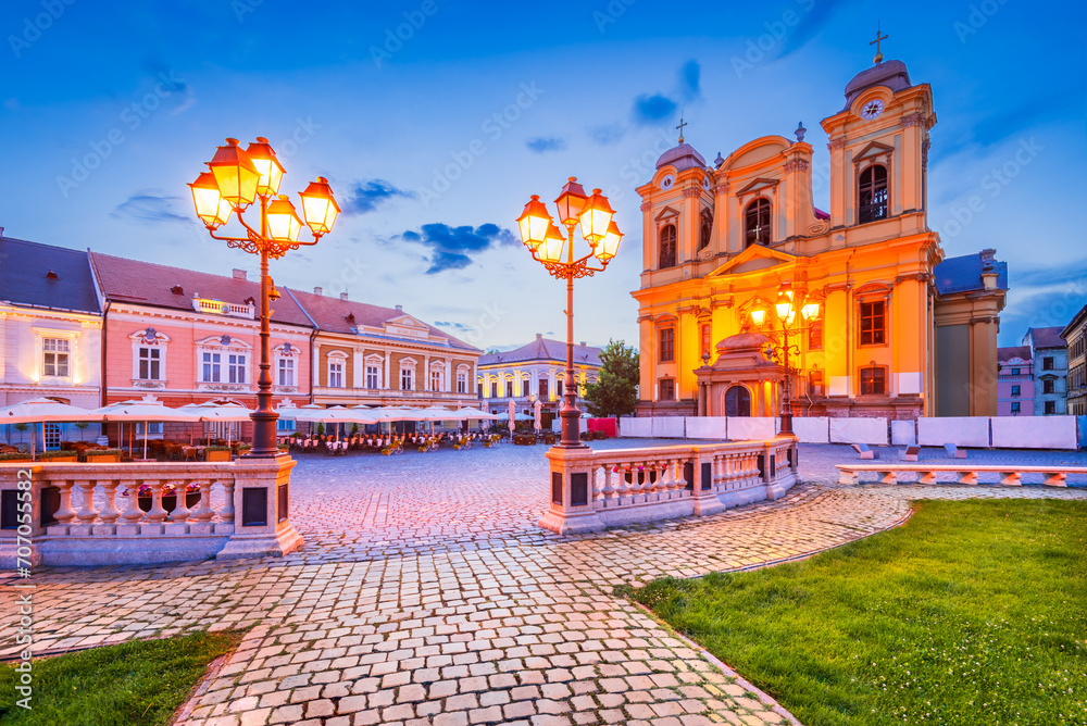 Timisoara, Romania. Union Square, Banat historic region in Eastern Europe