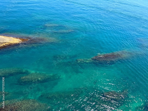 Amazing sea coast of Mediterranean coast beautiful aerial view 