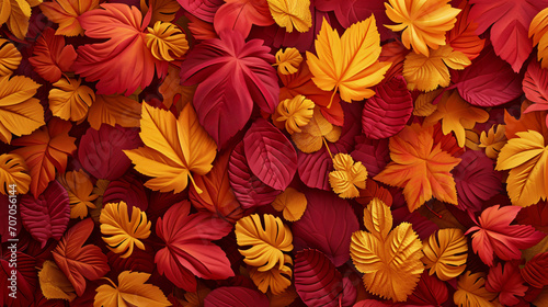 Autumn floral background red yellow leaves volumetric