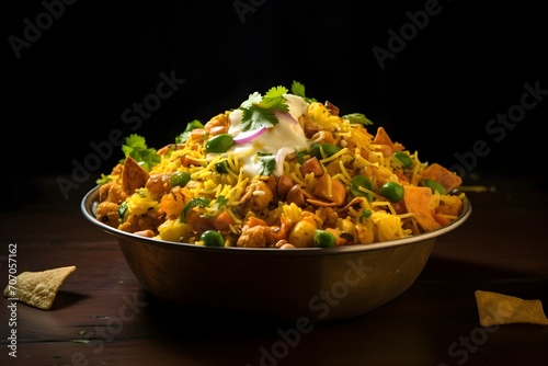 Mouthwatering bhel puri, a delightful street snack bursting with crispiness and zesty flavors.