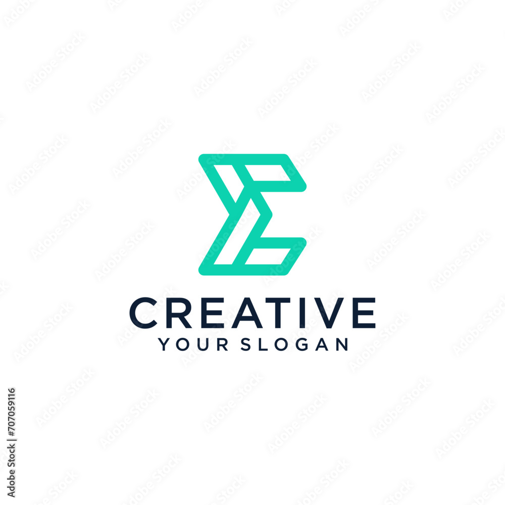 e logo design with line art e logo design with line art