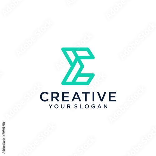 Free Download e logo design with line art - GFXLoad