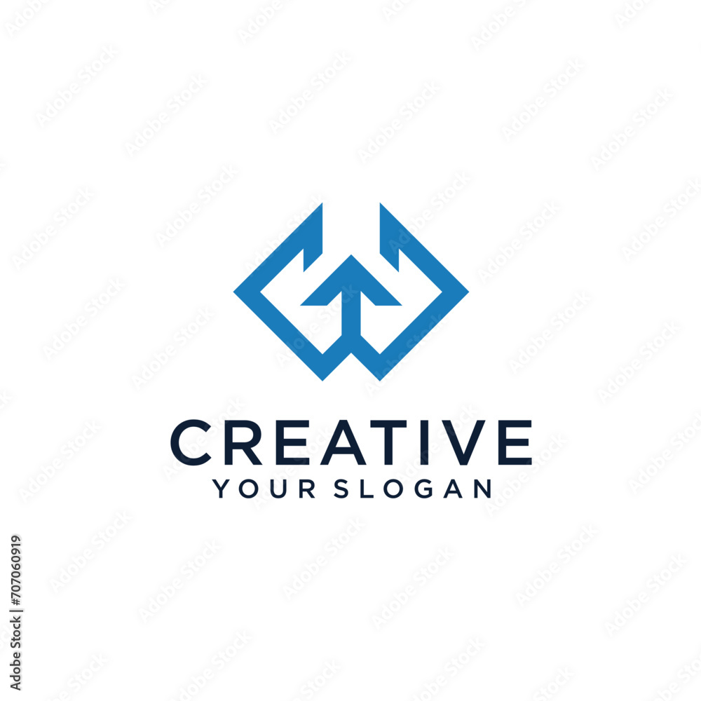 m and w logo design with line art m and w logo design with line art