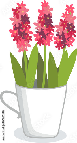 Pink and burgundy orchids in a white cup, modern home decor. Simple elegant f...
