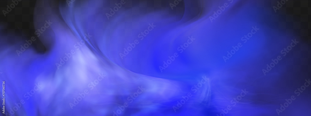 Blue magical fog over the ground.Illustration of night transparent clouds and fog over the river. Realistic neon magic mist steam on a transparent dark background. Blue magical fog over the ground.Illustration of night transparent clouds and fog over the river. Realistic neon magic mist steam on a transparent dark background.