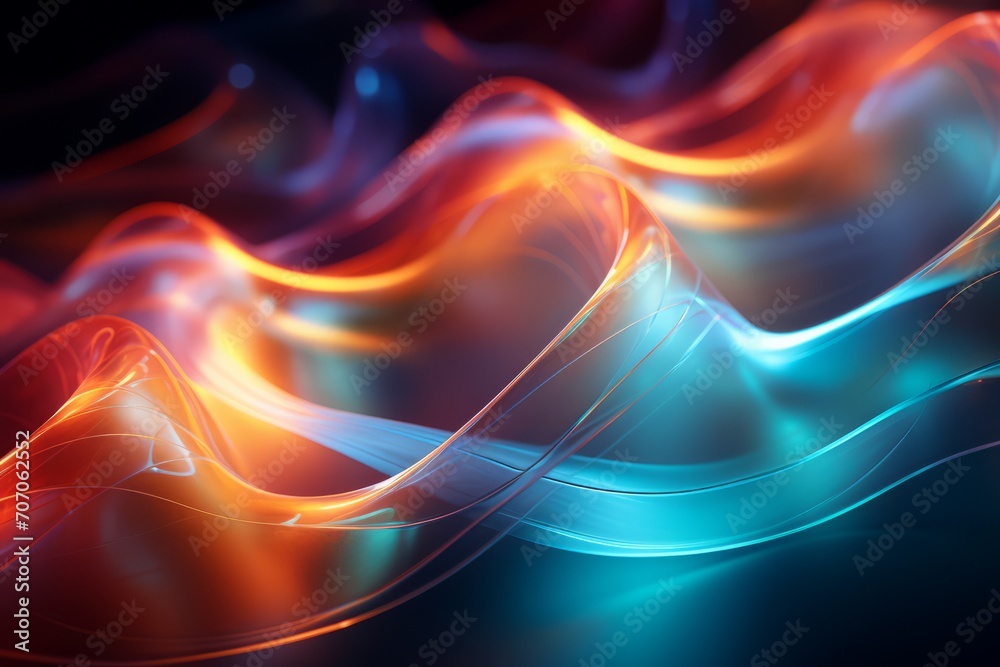 abstract background with blue and orange flowing lines, 3d render abstract background with blue and orange flowing lines, 3d render