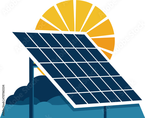 Solar energy concept sun panel illustration design for Environmental Electricity Illustration Graphic