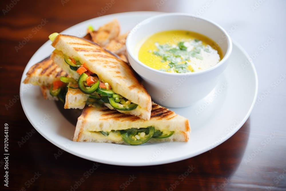 grilled cheese with jalapenos and dipping sauce