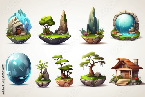 set of trees and plants