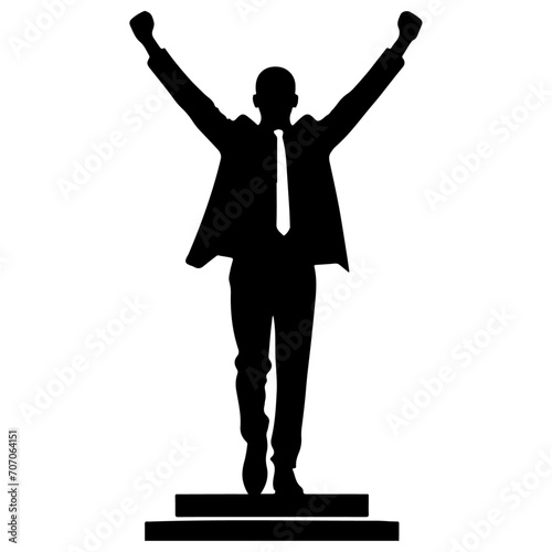 A Winner Business man vector silhouette, A Winner silhouette, black color silhouette