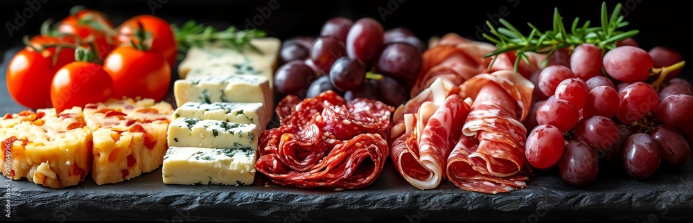 Meat plate grapes and Cheese