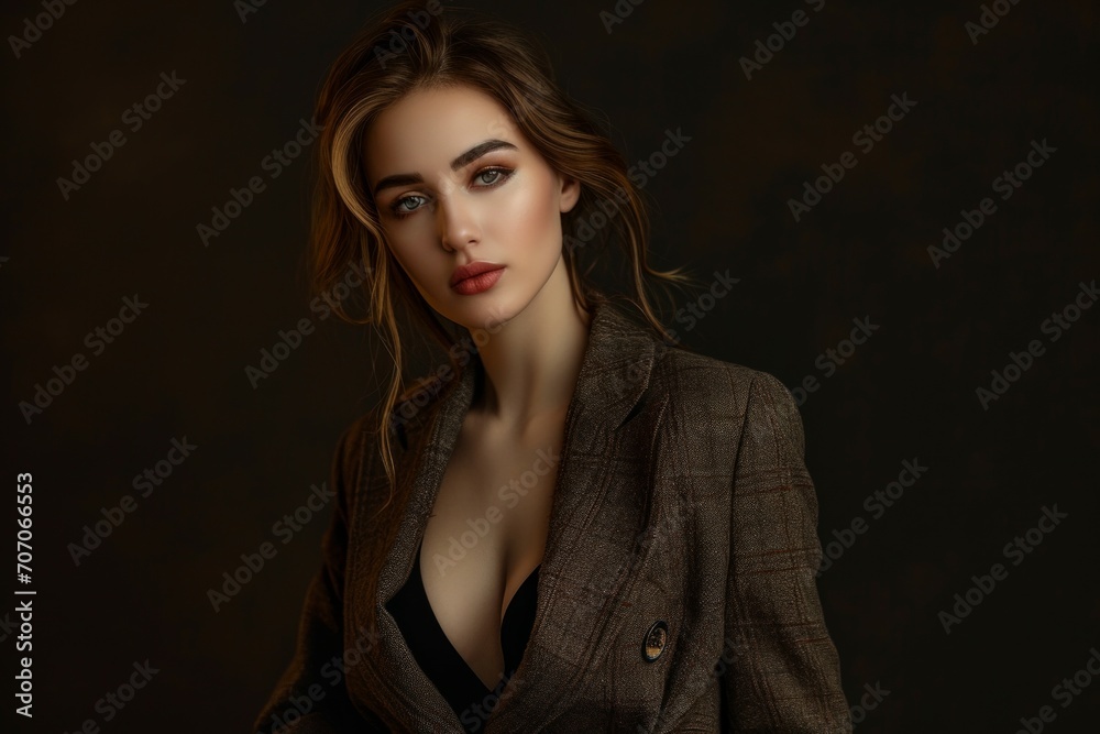 Fashion art studio portrait of beautiful elegant woman