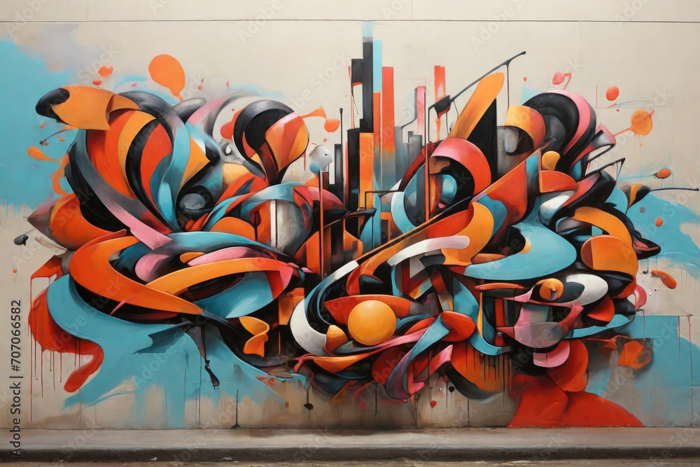 Abstract urban street graffiti art on the wall