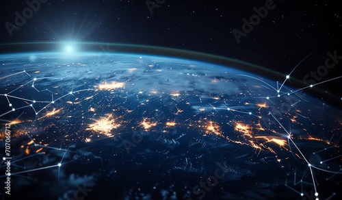Planet earth connected with digital assets