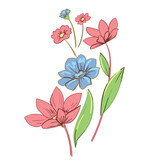 Hand Drawn Flowers Vector illustration