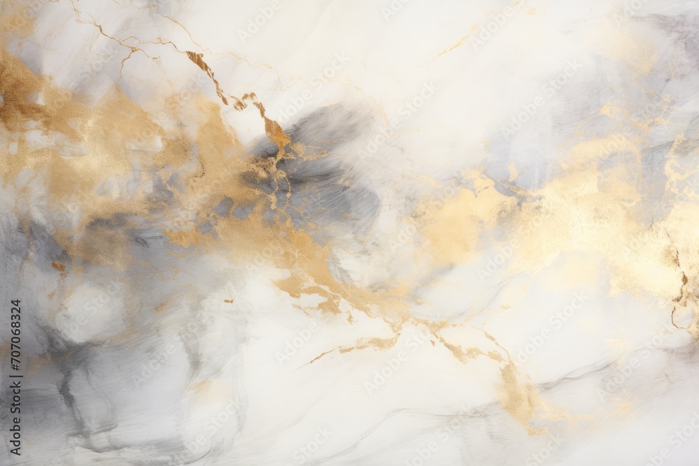 Gray liquid watercolor background with golden dots. Abstract luxury gray marble stone pattern texture with a gold lines. Copy space