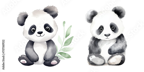 Fototapeta Naklejka Na Ścianę i Meble -  cute panda watercolor vector illustration