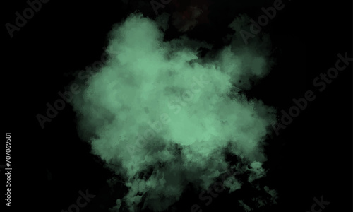 Aquamarine powder explosion on black background. Colored powder cloud. Colorful dust explode. green color powder explosion cloud isolated. Launched colorful powder. green Fog or smoke on black bg..