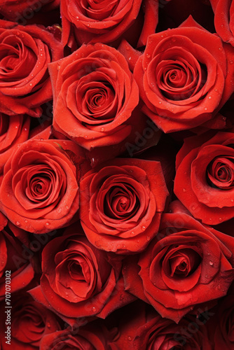 Close up of Red roses for texture background. Valentine s Day