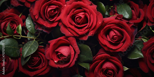 Close up of Red roses for texture background. Valentine's Day