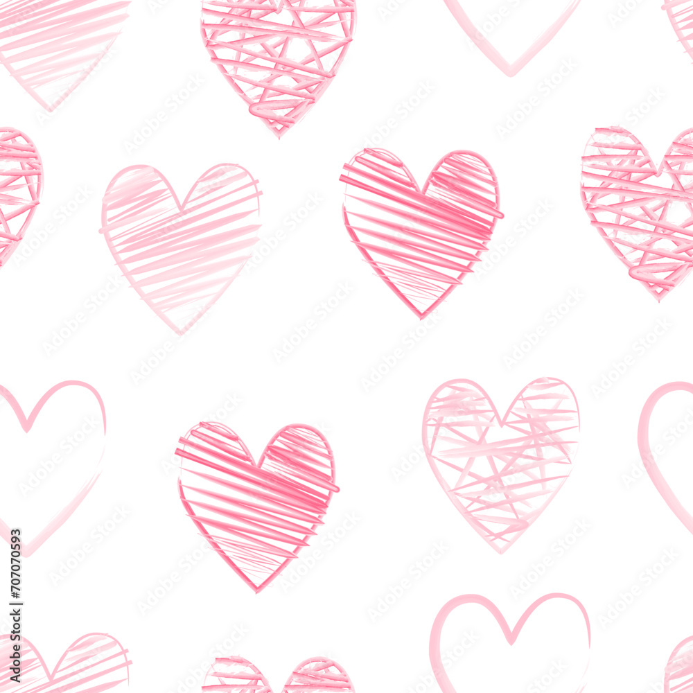 Seamless pattern with pink hearts. Great for Valentine's Day, Weddings, Mother's Day - textiles, banners, wallpapers, backgrounds.