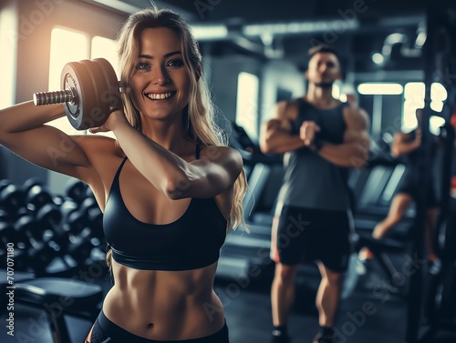 Young fitness Woman practicing exercises in a Gym