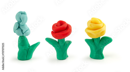Isolated playdough flowers