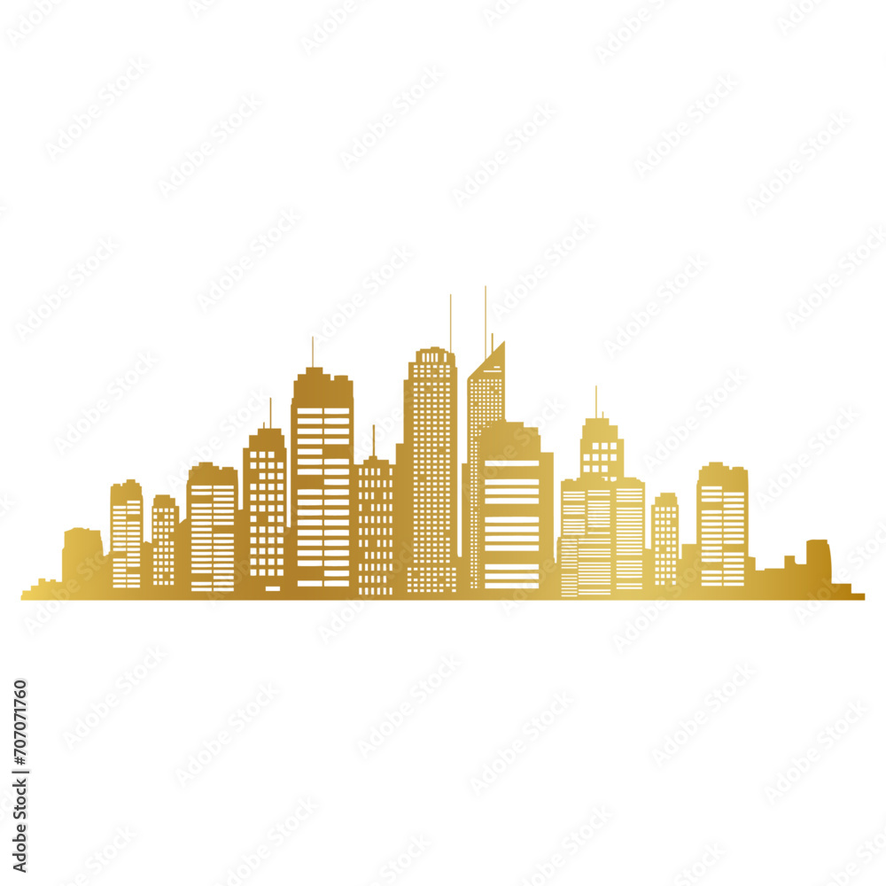 Φωτογραφία golden city skyline vector, golden building, gold city vector, golden city sign,