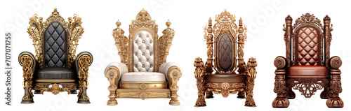 throne king or queen chair transparent background set