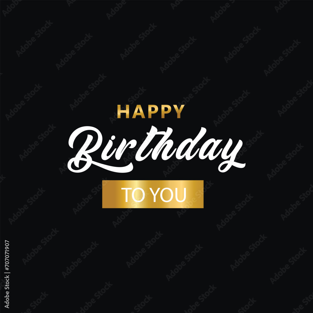 Golden Text Happy Birthday  on black background