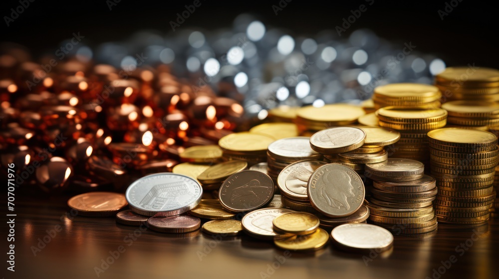 Stack of gold currency coins, financial and banking business Stack of gold currency coins, financial and banking business