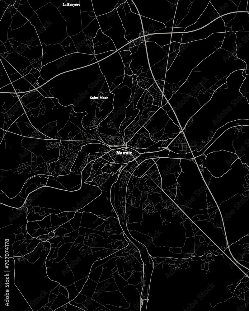 Namur Belgium Map, Detailed Dark Map of Namur Belgium