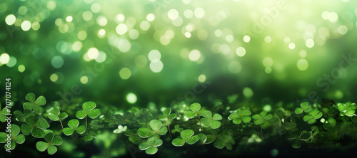 Festive St. Patrick's Day clover and bokeh background