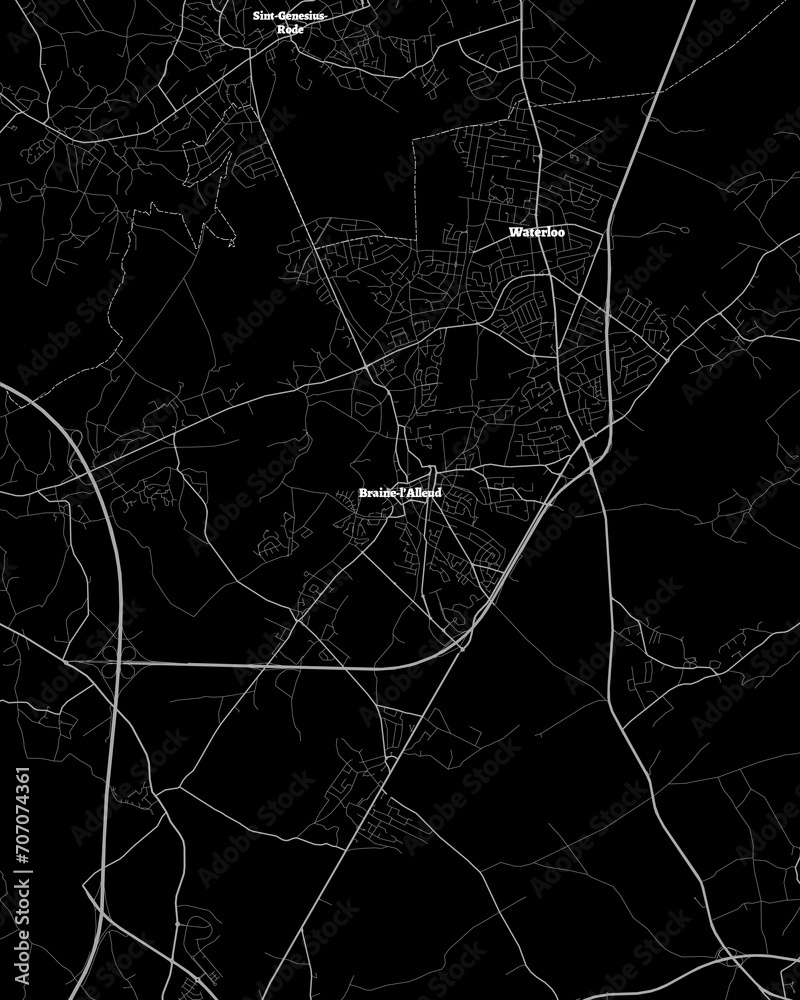 Braine-l'Alleud Belgium Map, Detailed Dark Map of Braine-l'Alleud Belgium