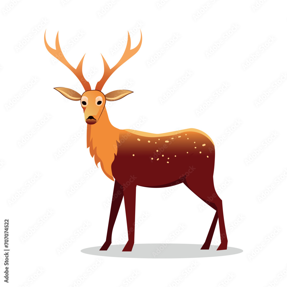 Fototapeta premium Deer of colorful set. This lovable cartoon deer design is a heartwarming representation of cold-weather charm. Vector illustration.