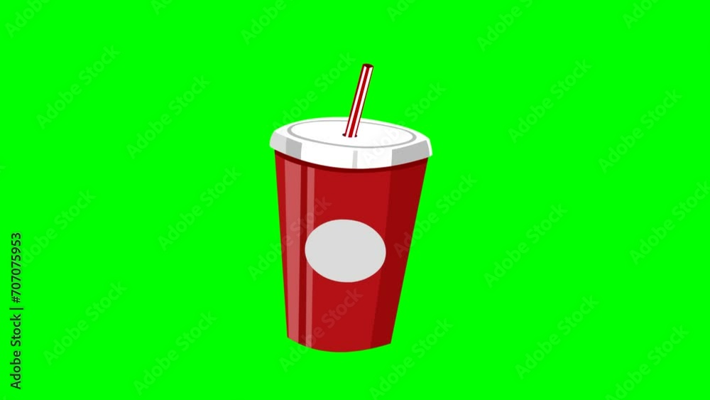 Soda cups fast food service animation, green background. Soda cups fast food service animation, green background.