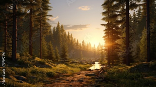 Beautiful forest cinematic lighting realistic photography image Ai generated art