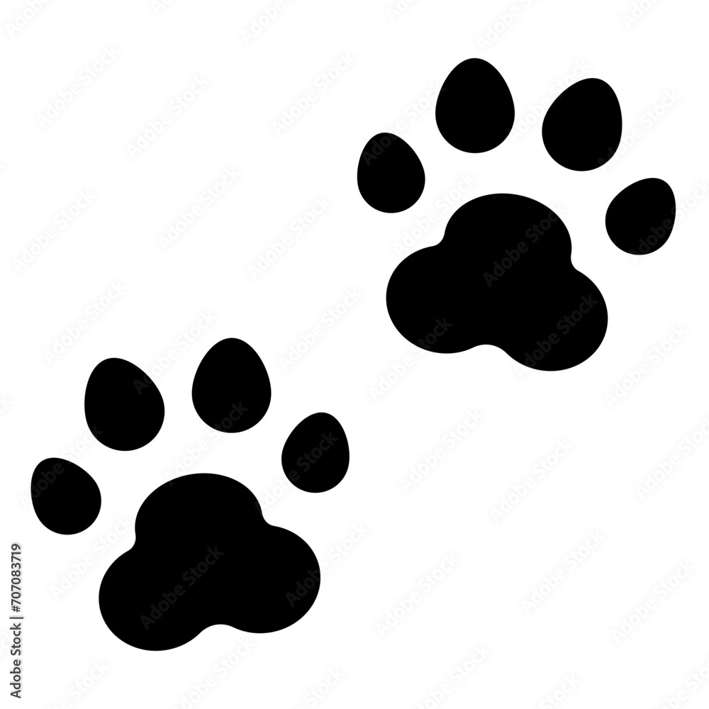 Paw print icon. Dog and cat paws - obrazy, fototapety, plakaty 