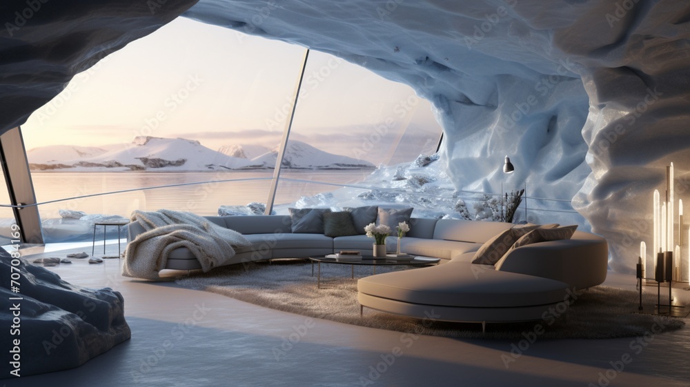 Contemporary interior made with ice antarctica image Ai generated art ...