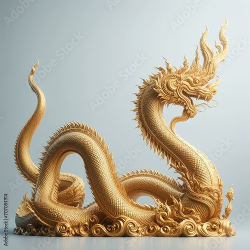 golden dragon statue on the wall © Садыг Сеид-заде