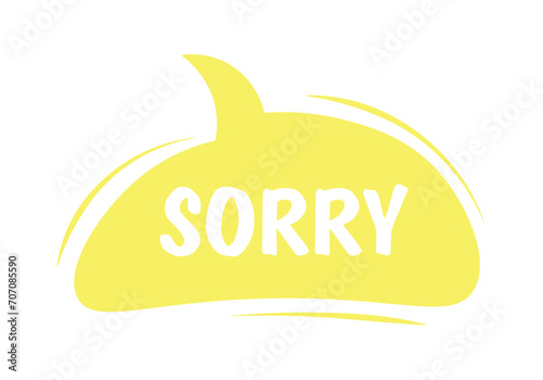 Comic Speech Bubble of colorful set. Comic-inspired illustration introduces a warm "sorry" in eye-catching yellow colors within a dynamic speech bubble. Vector illustration.