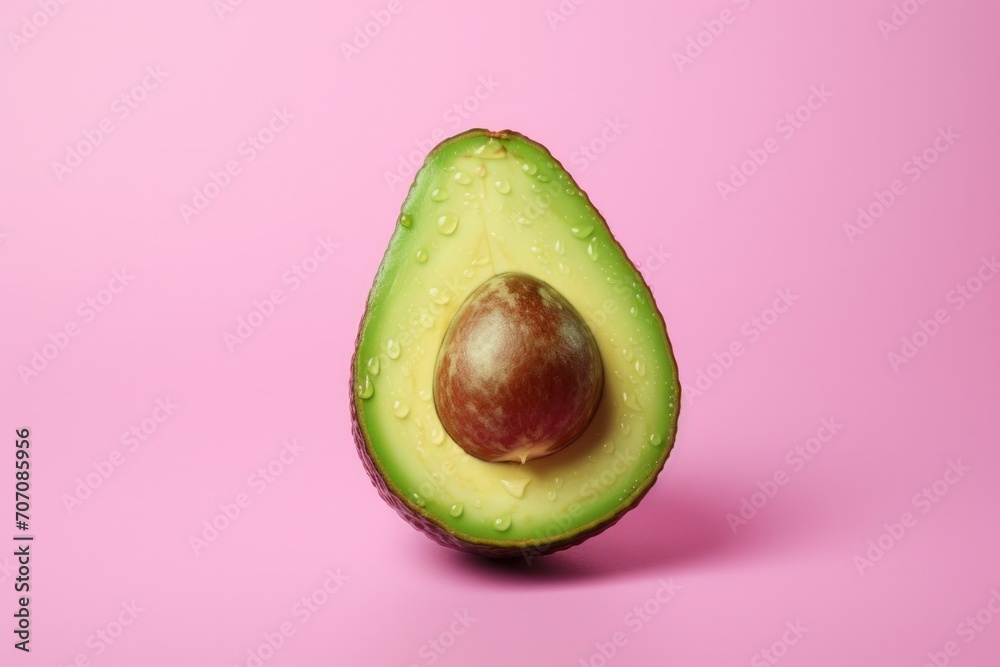 A vibrant, organic and healthy avocado cut in half, showing off its delicious and nutritious qualities.