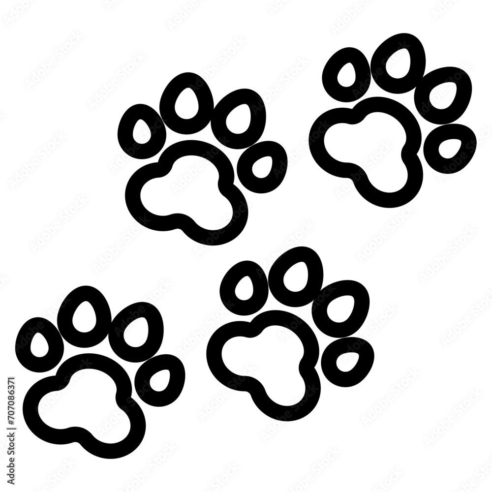Paw print icon. Dog and cat paws Paw print icon. Dog and cat paws