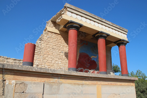 ruined minoan palace (knossos) closed to heraklion in crete in greece