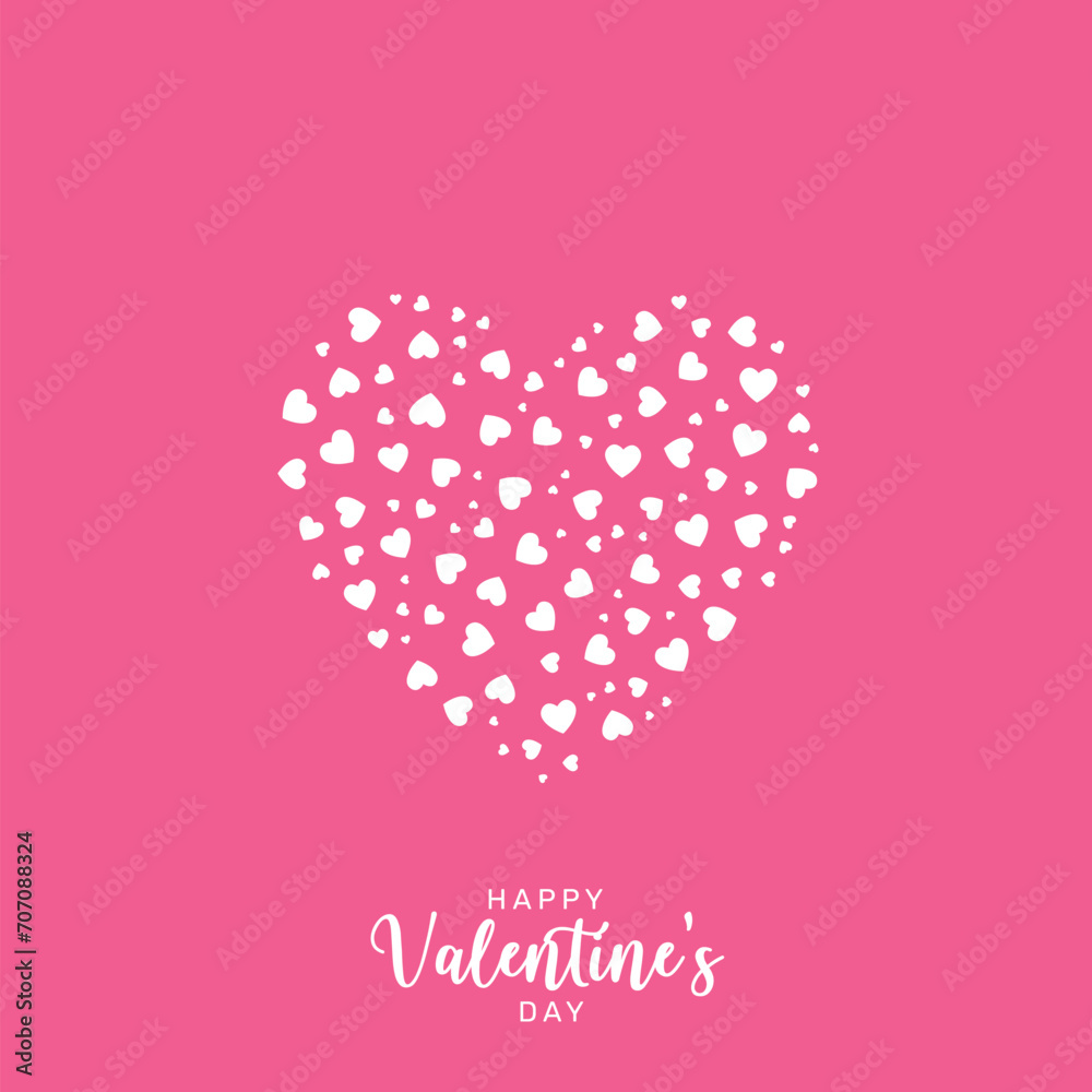 Happy valentine's day heart shape design on pink background