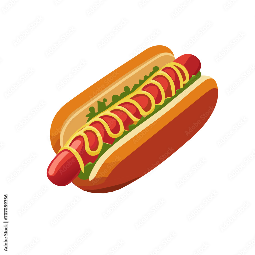 Loaded Hot Dog with All the Toppings in a Soft Bun Loaded Hot Dog with All the Toppings in a Soft Bun