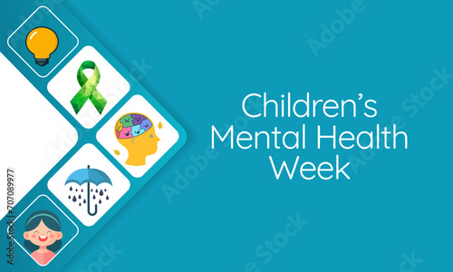 Children's Mental health week is observed every year during February, Vector illustration